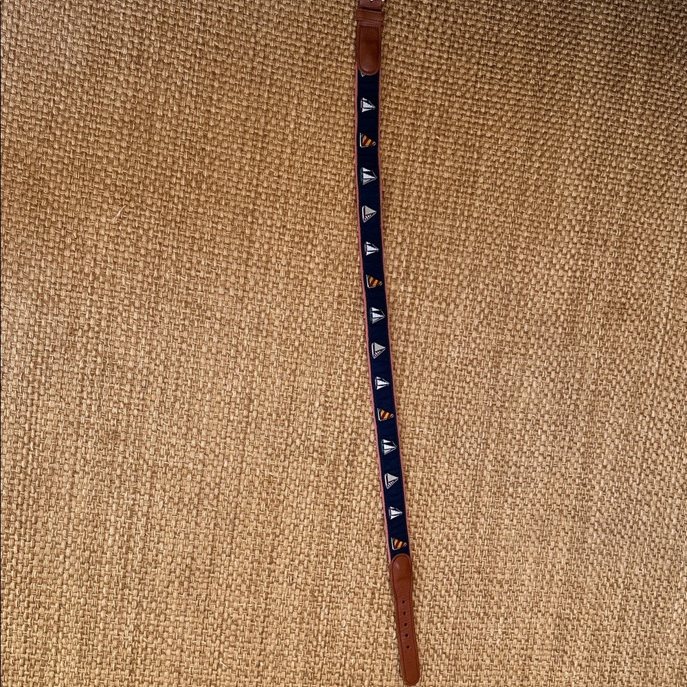 Brown and Navy Sailboat Belt